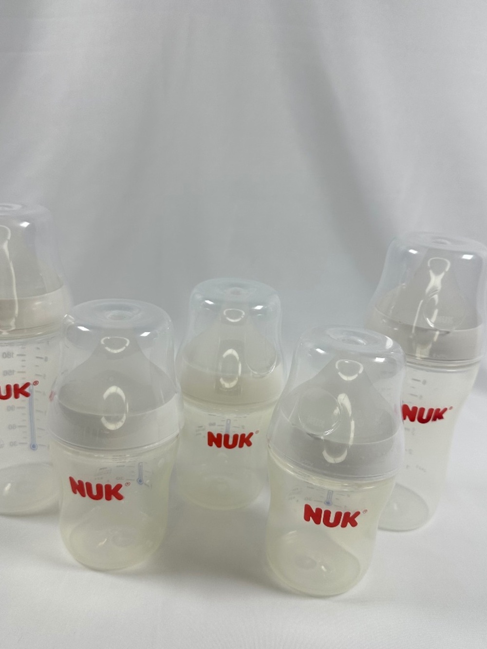 NUK Bottles 5 pack, 2-8 ounces and 3-5 ounces, Plastic with Nipples